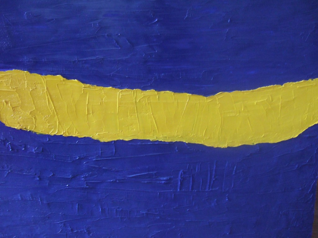 Blue canvas with yellow horizontal curved band